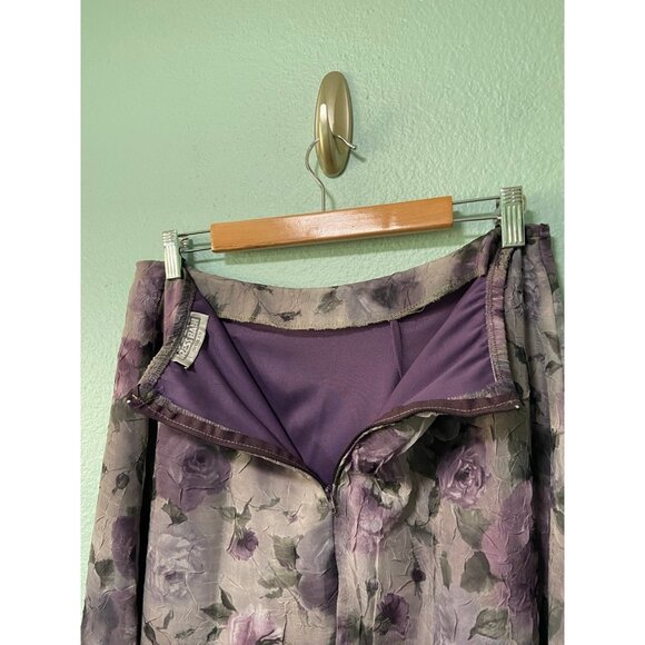 Vintage Dressbarn Women's Purple Floral Boho Midi Skirt Size 14 - Picture 6 of 9